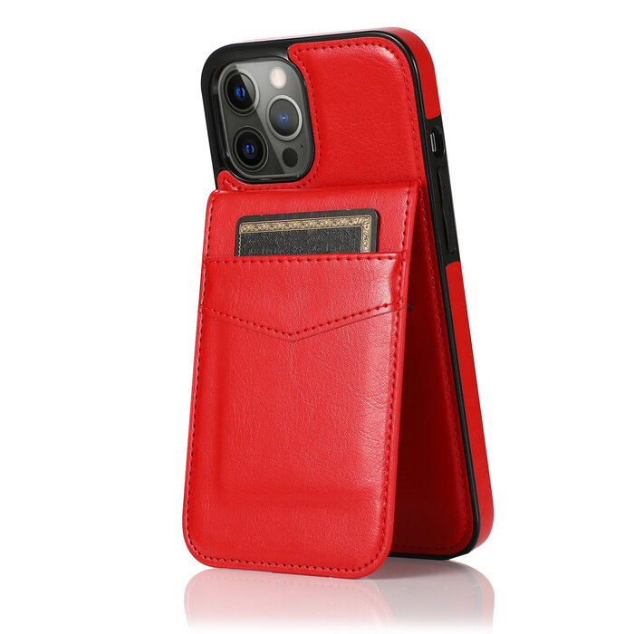 JVS Products iPhone 13 hoesje - Backcover - Pasjeshouder - Portemonnee - Kunstleer - Rood