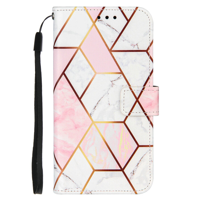 JVS Products Samsung Galaxy A42 hoesje - Bookcase - Koord - Softcase - Patroon - Kunstleer - Roze