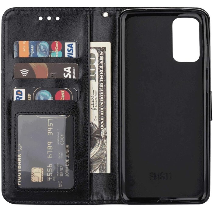 JVS Products Samsung Galaxy S21 Ultra hoesje - Bookcase - Pasjeshouder - Portemonnee - Koord - Kunstleer - Zwart