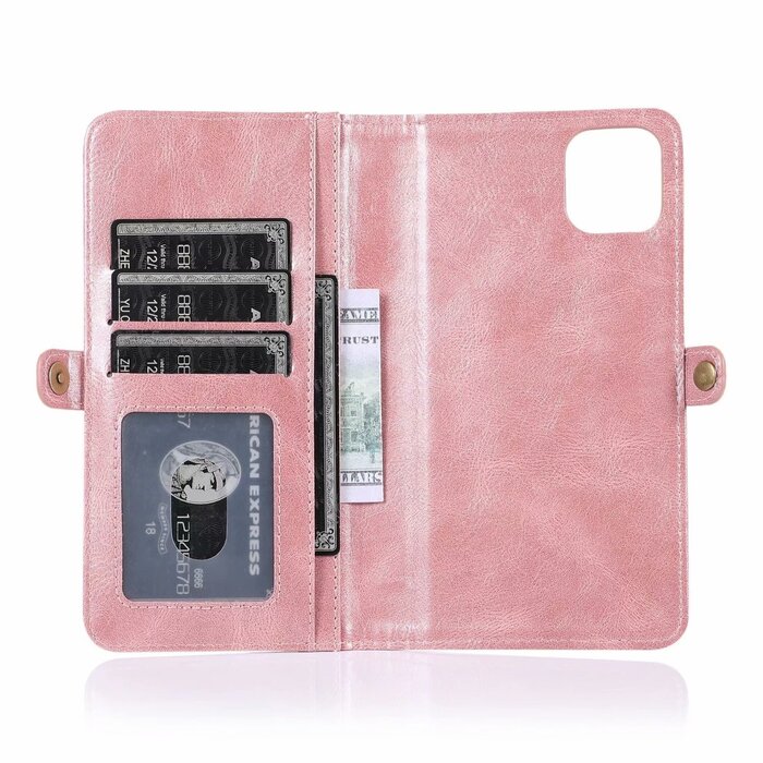 JVS Products Samsung Galaxy A52S hoesje - Bookcase - Afneembaar 2 in 1 - Backcover - Pasjeshouder - Portemonnee - Kunstleer - Rose Goud