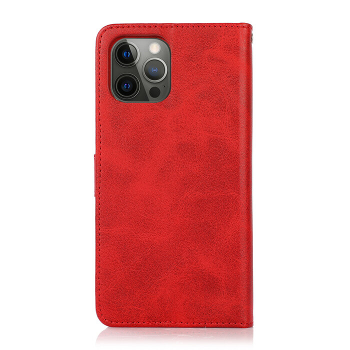 JVS Products iPhone 12 Mini hoesje - Bookcase - Koord - Pasjeshouder - Portemonnee - Kunstleer - Rood