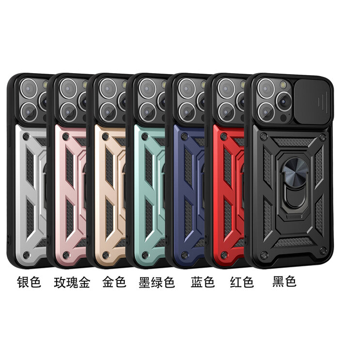 JVS Products iPhone 12 hoesje - Backcover - Rugged Armor - Camerabescherming - Extra valbescherming - TPU - Zilver