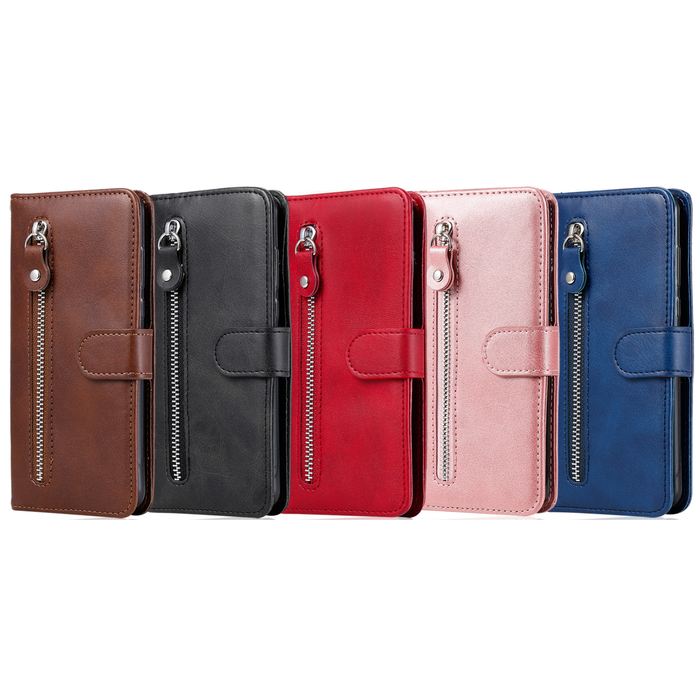 JVS Products OPPO A96 hoesje - Bookcase - Pasjeshouder - Portemonnee - Rits - Kunstleer - Rood