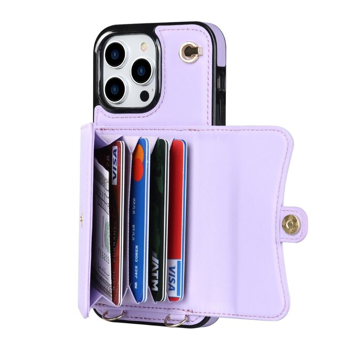 JVS Products Samsung Galaxy S10 hoesje - Backcover - Koord - Pasjeshouder - Portemonnee - Kunstleer - Paars