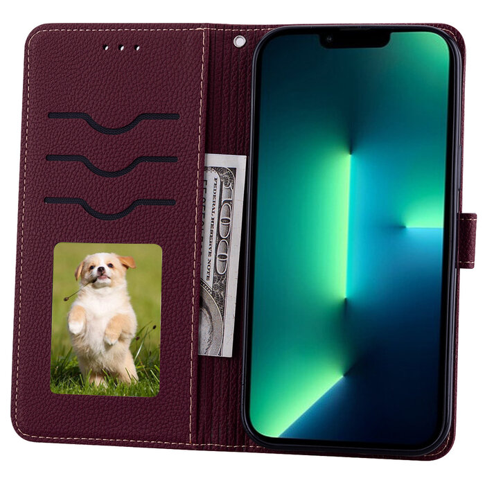 JVS Products Xiaomi 11T Pro hoesje - Bookcase - Koord - Pasjeshouder - Portemonnee - Camerabescherming - Kunstleer - Bordeaux Rood