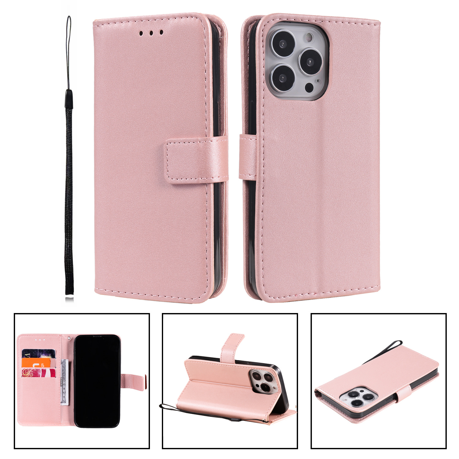 JVS Products iPhone 8 hoesje - Bookcase - Pasjeshouder - Portemonnee - Camerabescherming - Kunstleer - Rose Goud