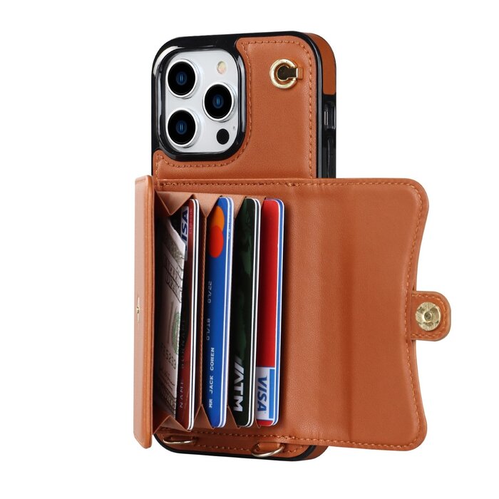 JVS Products iPhone XS Max hoesje - Backcover - Koord - Pasjeshouder - Portemonnee - Kunstleer - Bruin