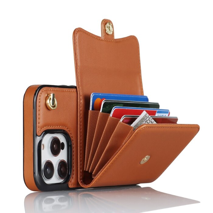 JVS Products iPhone XS Max hoesje - Backcover - Koord - Pasjeshouder - Portemonnee - Kunstleer - Bruin