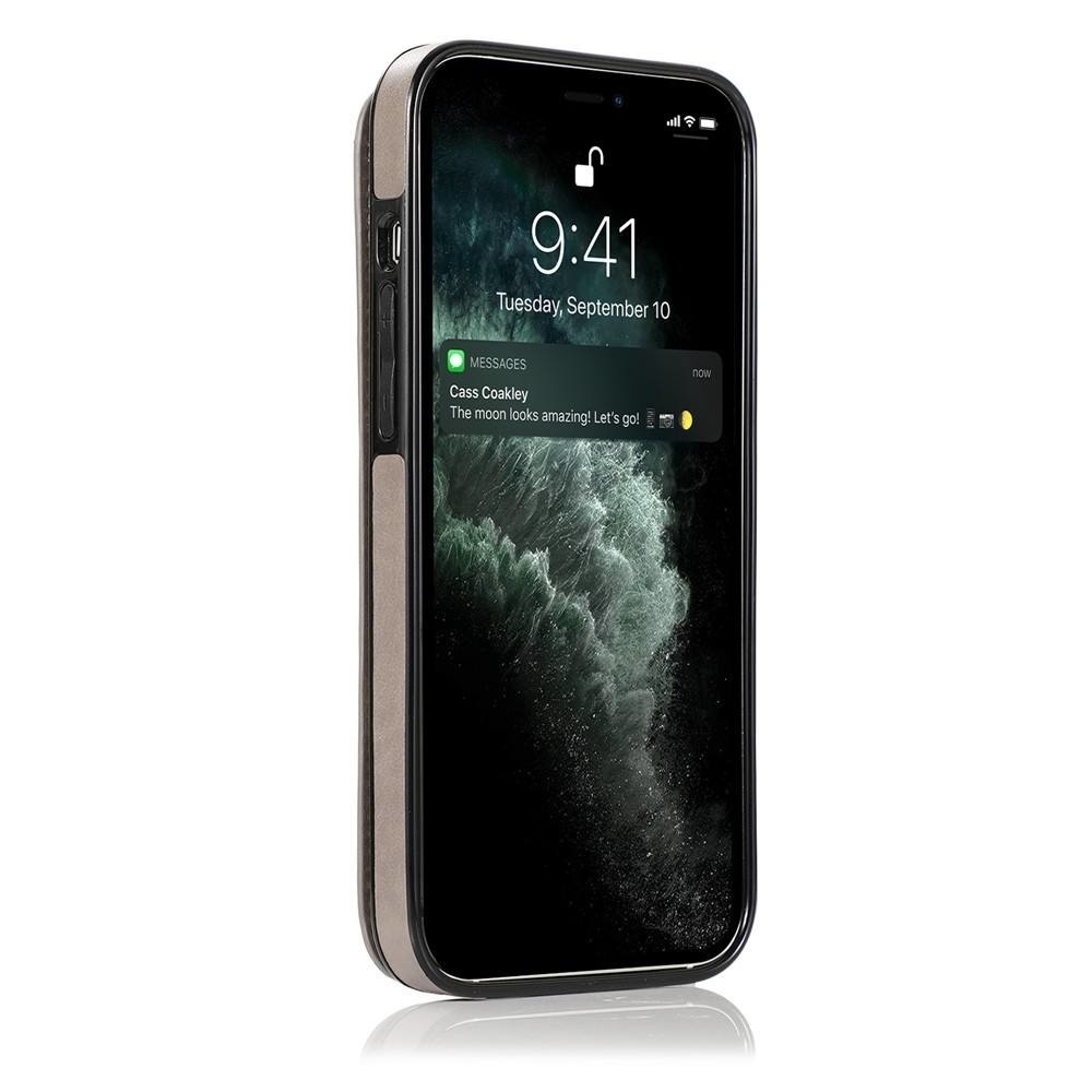 JVS Products iPhone 14 Plus hoesje - Backcover - Pasjeshouder - Portemonnee - Bloemenprint - Kunstleer - Grijs