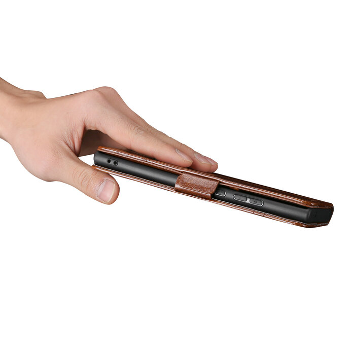 JVS Products iPhone 12 Pro hoesje - Bookcase - Pasjeshouder - Portemonnee - Patroon - Kunstleer - Bruin