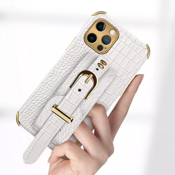 JVS Products Samsung Galaxy A52 hoesje - Backcover - Slangenprint - Handvat - Gesp - Kunstleer - Rood