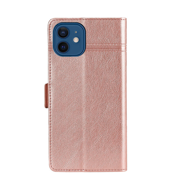 JVS Products iPhone 12 Pro hoesje - Bookcase - Pasjeshouder - Portemonnee - Patroon - Kunstleer - Rose Goud