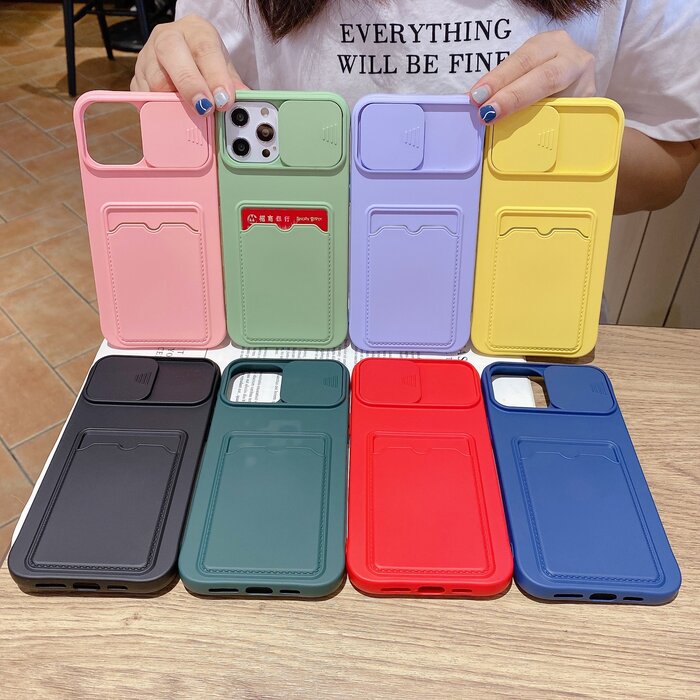 JVS Products iPhone 13 Mini hoesje - Backcover - Pasjeshouder - Portemonnee - Camerabescherming - TPU - DonkerGroen