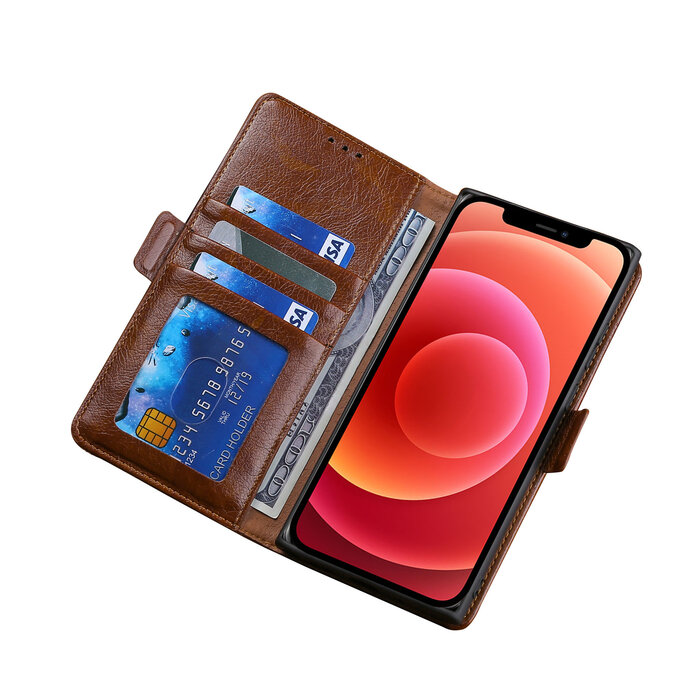 JVS Products iPhone XS Max hoesje - Bookcase - Pasjeshouder - Portemonnee - Patroon - Kunstleer - Bruin