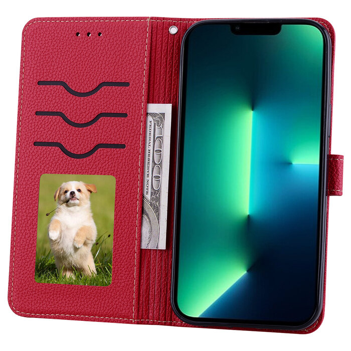 JVS Products Samsung Galaxy A21S hoesje - Bookcase - Koord - Pasjeshouder - Portemonnee - Camerabescherming - Kunstleer - Rood