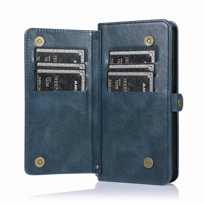 JVS Products iPhone X hoesje - Bookcase - Afneembaar 2 in 1 - Backcover - Pasjeshouder - Portemonnee - Kunstleer - Blauw