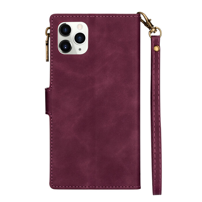 JVS Products Samsung Galaxy S21 Plus hoesje - Bookcase - Patroon - Pasjeshouder - Portemonnee - Kunstleer - Bordeaux Rood