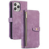 iPhone 13 hoesje - Bookcase - Koord - Pasjeshouder - Portemonnee - Kunstleer - Paars
