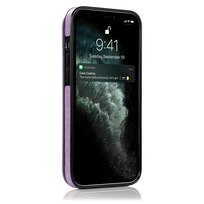 JVS Products iPhone 13 Pro Max hoesje - Backcover - Pasjeshouder - Portemonnee - Bloemenprint - Kunstleer - Paars