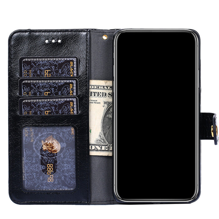 JVS Products Samsung Galaxy S10 Plus hoesje - Bookcase - Koord - Pasjeshouder - Portemonnee - Rits - Kunstleer - Zwart