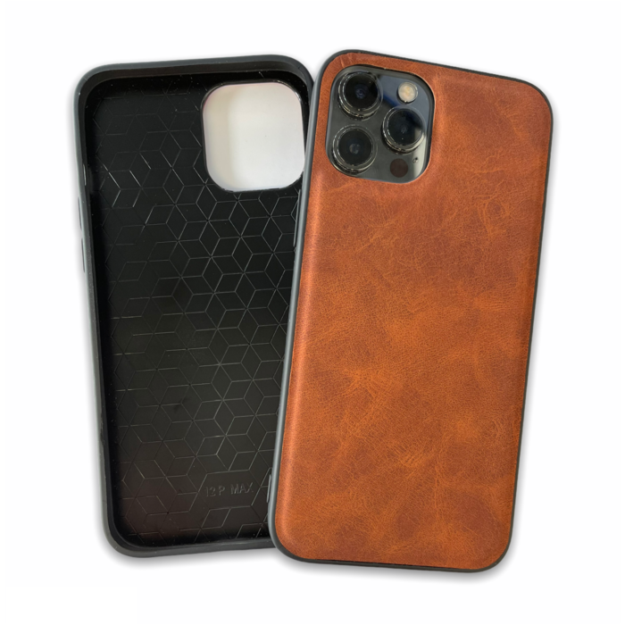 JVS Products iPhone 12 Pro hoesje - Backcover - Kunstleer - TPU - Donkerbruin