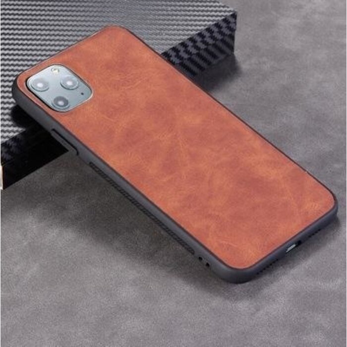 JVS Products iPhone 12 Pro hoesje - Backcover - Kunstleer - TPU - Donkerbruin