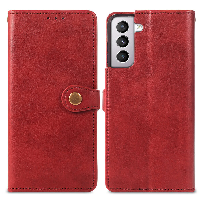 JVS Products Samsung Galaxy S22 Ultra hoesje - Bookcase - Pasjeshouder - Portemonnee - Kunstleer - Rood