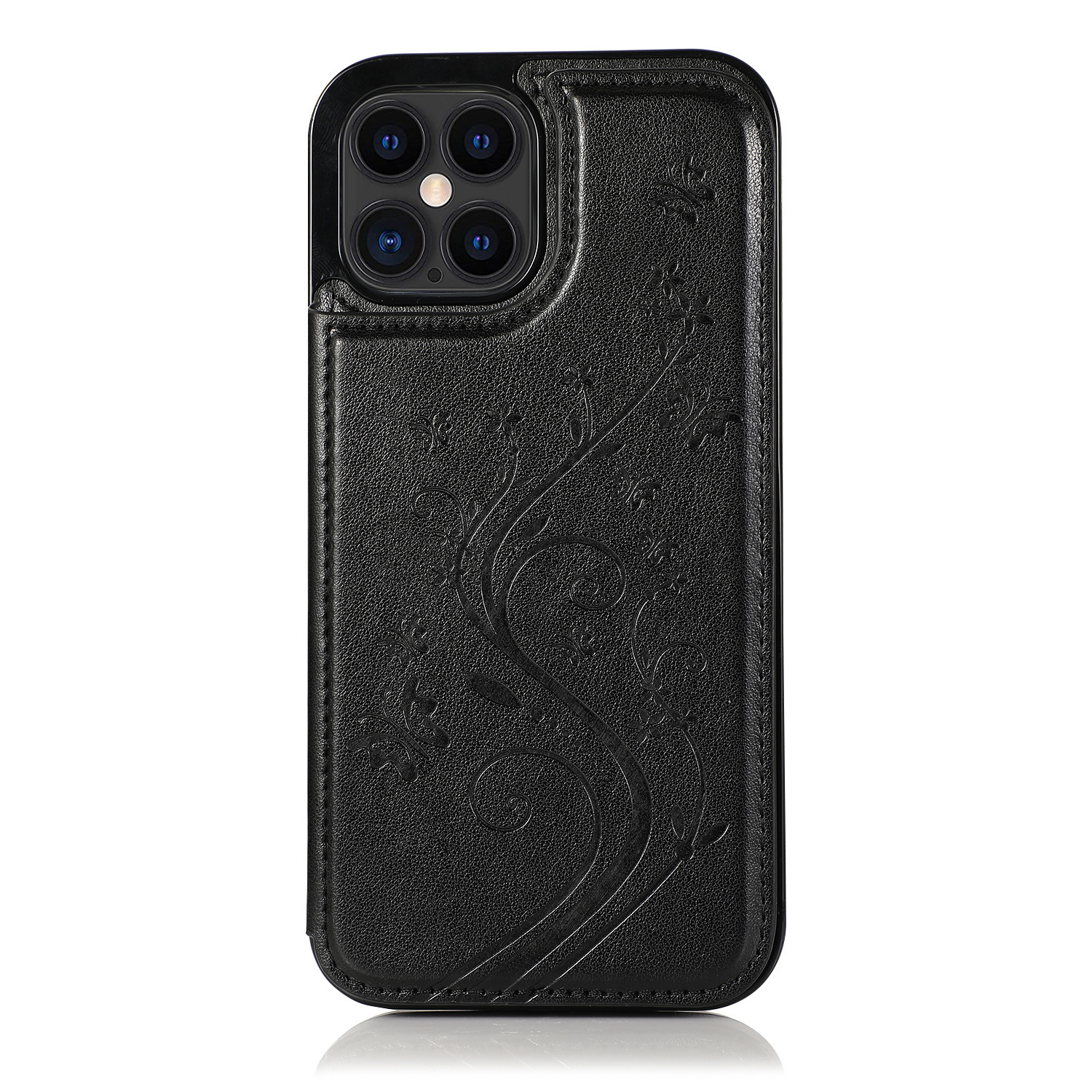 JVS Products Samsung Galaxy S20 hoesje - Backcover - Pasjeshouder - Portemonnee - Bloemenprint - Kunstleer - Zwart