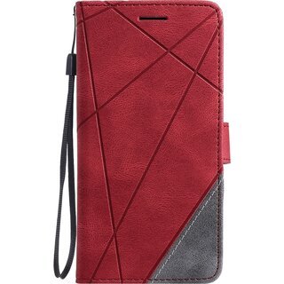 JVS Products Samsung Galaxy A71 hoesje - Bookcase - Pasjeshouder - Portemonnee - Patroon - Kunstleer - Rood