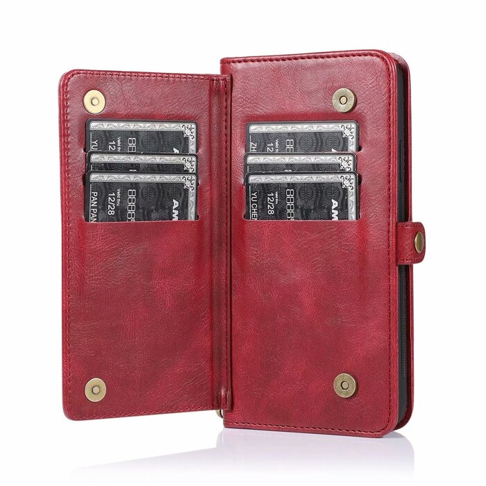 JVS Products iPhone SE 2022 hoesje - Bookcase - Afneembaar 2 in 1 - Backcover - Pasjeshouder - Portemonnee - Kunstleer - Rood
