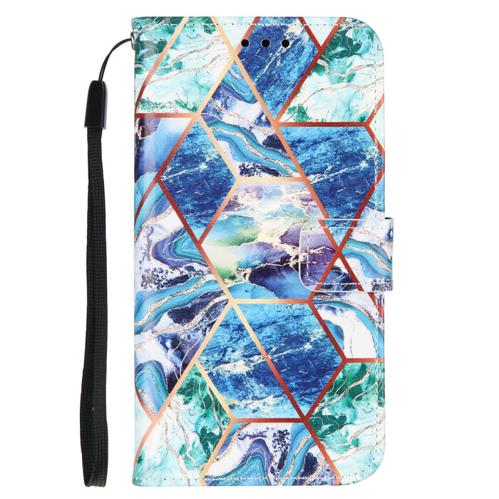 JVS Products iPhone X hoesje - Bookcase - Koord - Softcase - Patroon - Kunstleer - Blauw
