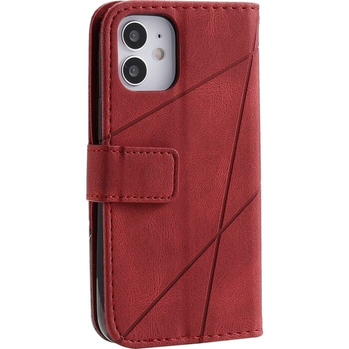JVS Products iPhone 7 hoesje - Bookcase - Pasjeshouder - Portemonnee - Patroon - Kunstleer - Rood