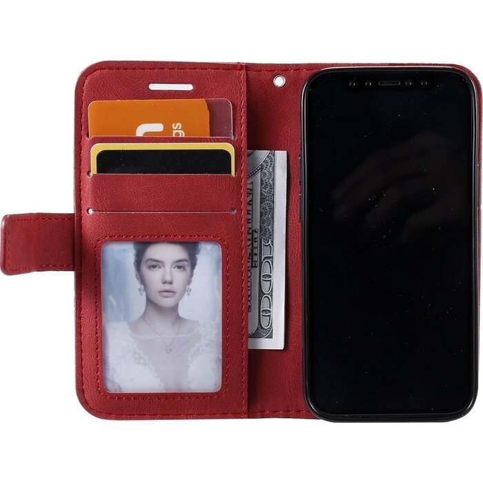 JVS Products iPhone 7 hoesje - Bookcase - Pasjeshouder - Portemonnee - Patroon - Kunstleer - Rood