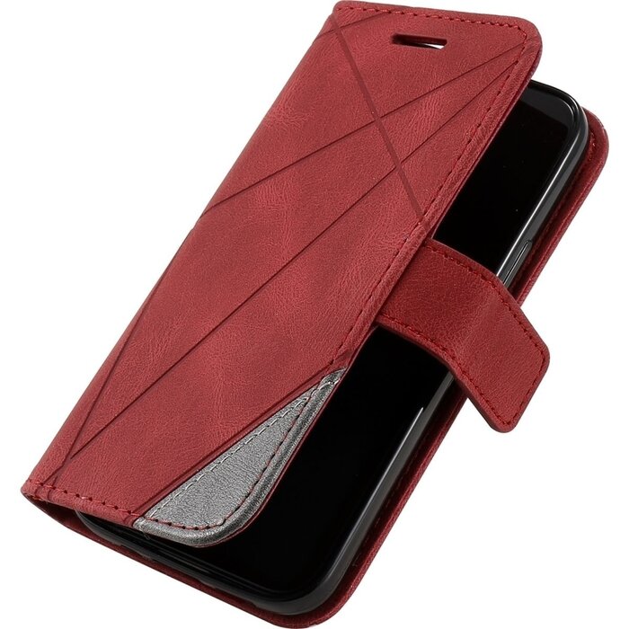 JVS Products iPhone 7 hoesje - Bookcase - Pasjeshouder - Portemonnee - Patroon - Kunstleer - Rood