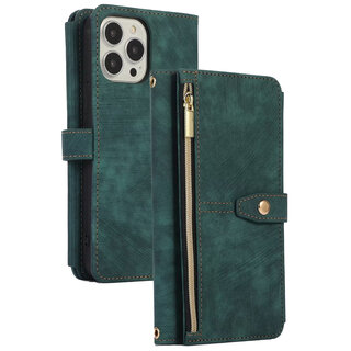 JVS Products Xiaomi 12T Pro hoesje - Bookcase - Koord - Pasjeshouder - Portemonnee - Kunstleer - Donkergroen