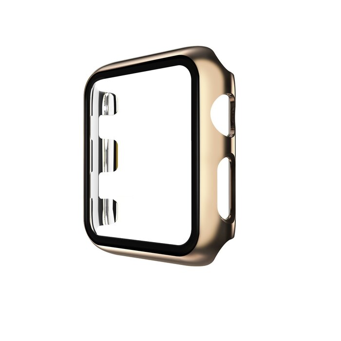 JVS Products Hoesje geschikt voor Apple Watch 44MM  - Bumper hoesje - Screenprotector - TPU - Goud