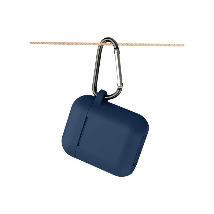 JVS Products Hoesje geschikt voor Airpods 1 en 2 - Softcase - Sleutelhanger - Cover - Extra dun - Siliconen - Midnight blue