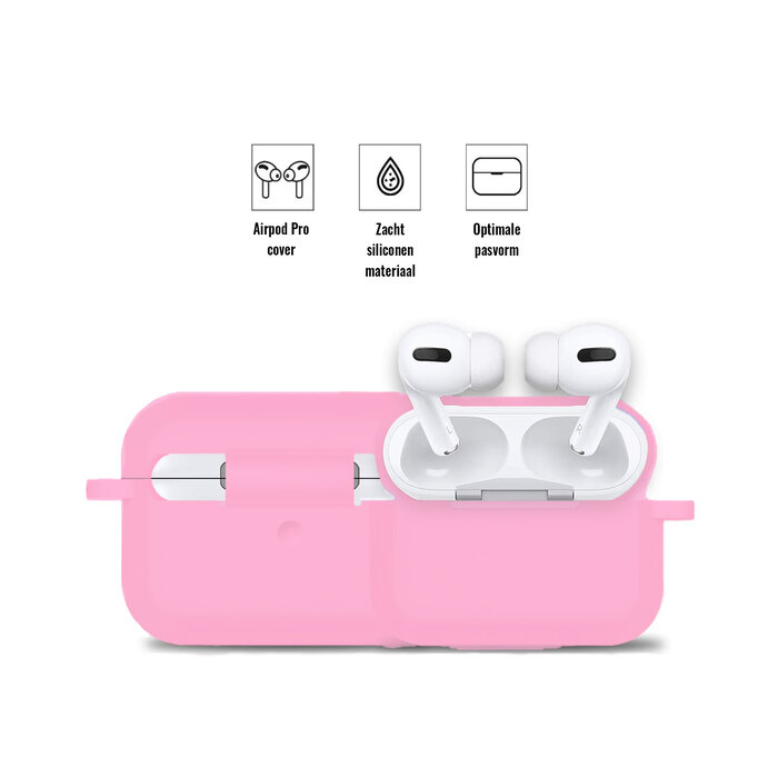 JVS Products Hoesje geschikt voor Apple Airpods Pro - Softcase - Sleutelhanger - Cover - Extra dun - Siliconen - Roze