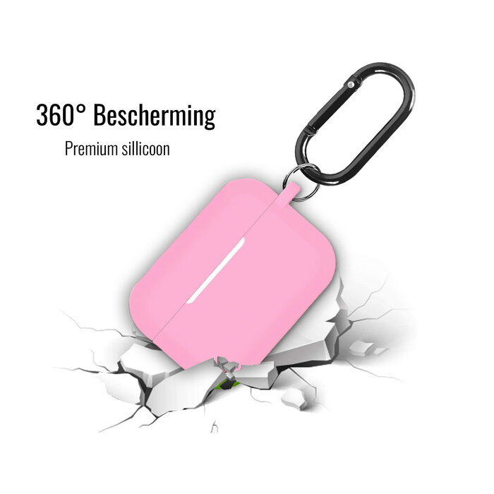 JVS Products Hoesje geschikt voor Apple Airpods Pro - Softcase - Sleutelhanger - Cover - Extra dun - Siliconen - Roze