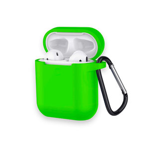 JVS Products Hoesje geschikt voor Airpods 1 en 2 - Softcase - Sleutelhanger - Cover - Extra dun - Siliconen - Lichtgroen