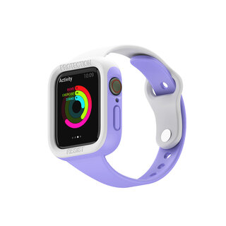 JVS Products Bandje geschikt voor Fitbit Sense  - Maat L - Sportband - Polsband - Horlogebandje - Tweekleurig - Siliconen - Wit/Paars