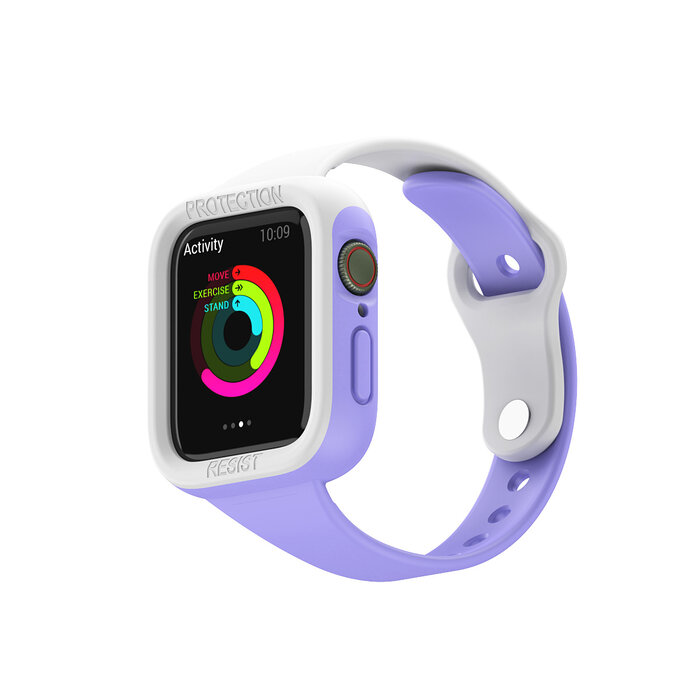 JVS Products Bandje geschikt voor Fitbit Sense  - Maat L - Sportband - Polsband - Horlogebandje - Tweekleurig - Siliconen - Wit/Paars