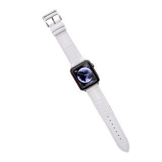 JVS Products Bandje geschikt voor Apple Watch 38/40MM - Maat L - Horlogebandje - Gespsluiting - Polsband - Kunstleer - Wit