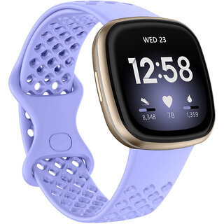 JVS Products Bandje geschikt voor Fitbit Sense - Maat L - Polsband - Horlogebandje - Siliconen - Lila