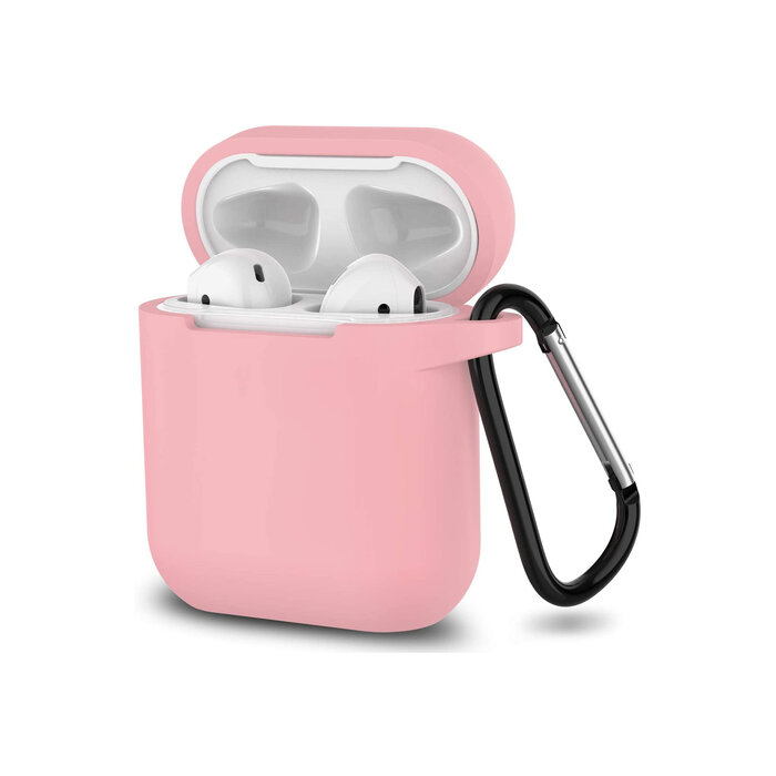 JVS Products Hoesje geschikt voor Airpods 1 en 2 - Softcase - Sleutelhanger - Cover - Extra dun - Siliconen - Babyroze