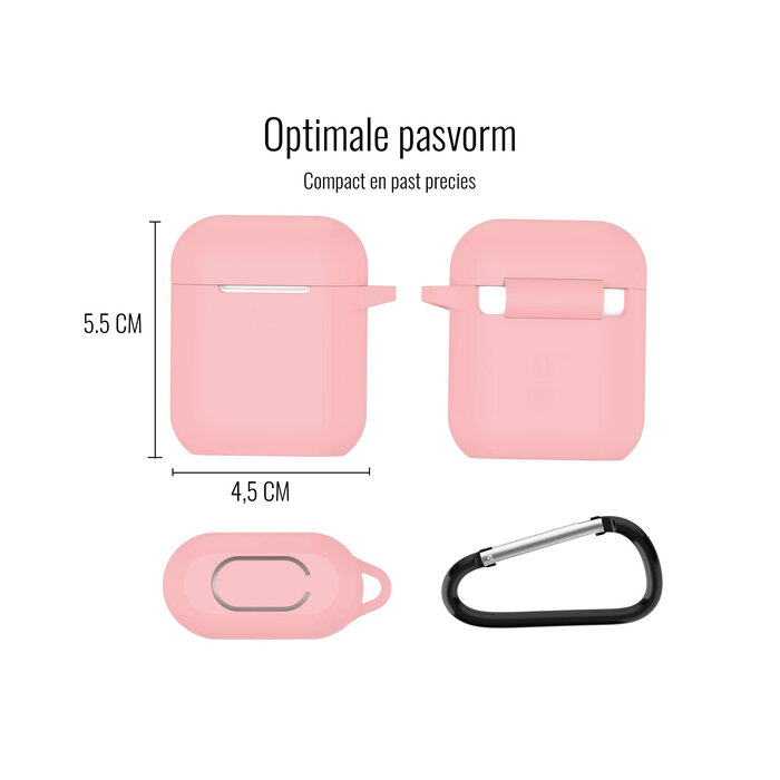 JVS Products Hoesje geschikt voor Airpods 1 en 2 - Softcase - Sleutelhanger - Cover - Extra dun - Siliconen - Babyroze
