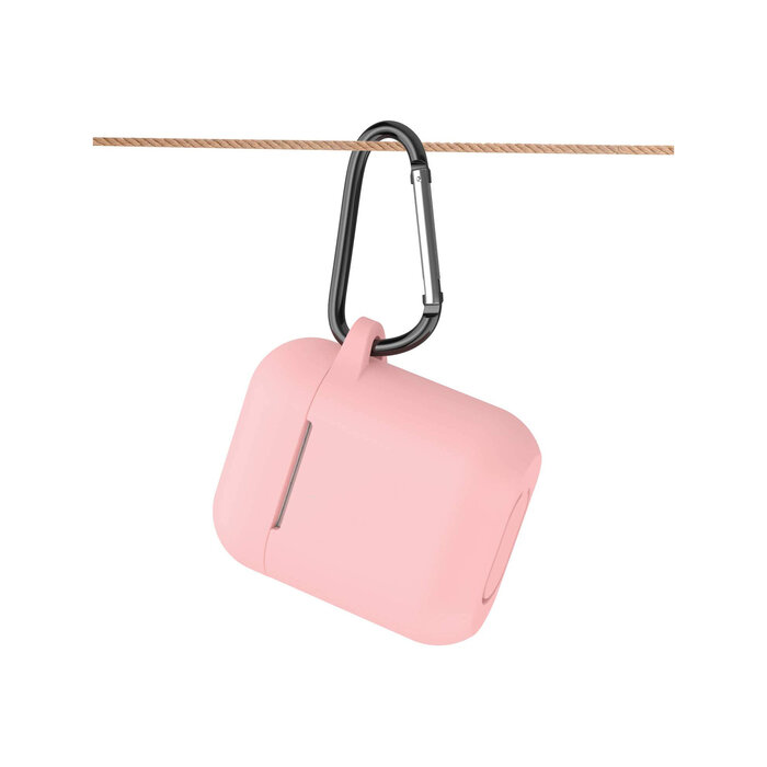 JVS Products Hoesje geschikt voor Airpods 1 en 2 - Softcase - Sleutelhanger - Cover - Extra dun - Siliconen - Babyroze