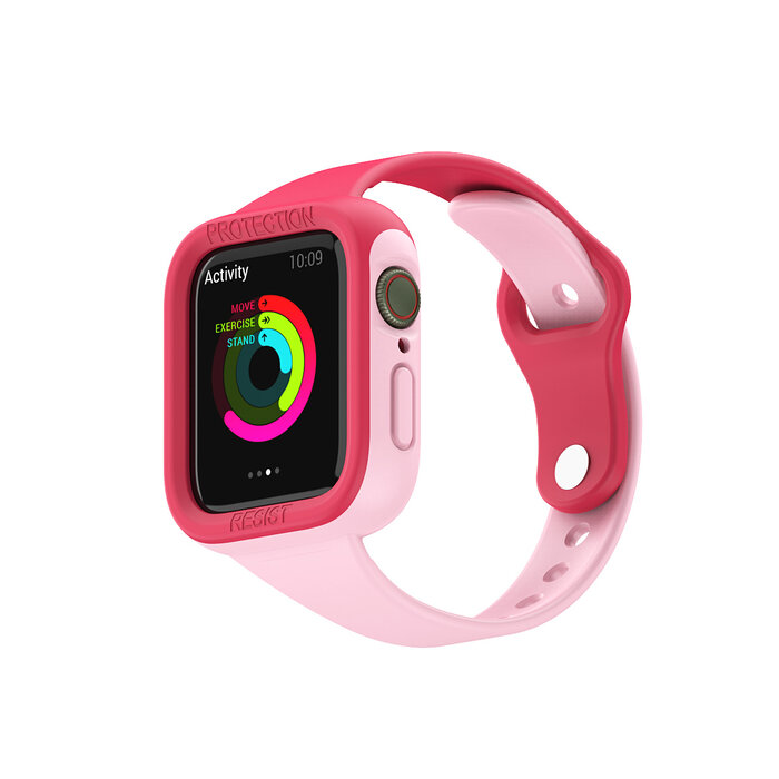 JVS Products Bandje geschikt voor Fitbit Sense  - Maat L - Sportband - Polsband - Horlogebandje - Tweekleurig - Siliconen - Rood/Roze