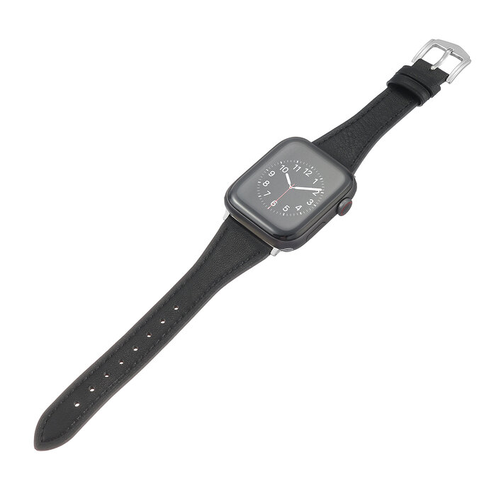 JVS Products Bandje geschikt voor Apple Watch 42/44MM - Maat L - Sportband - Horlogebandje - Polsband - Kunstleer - Zwart