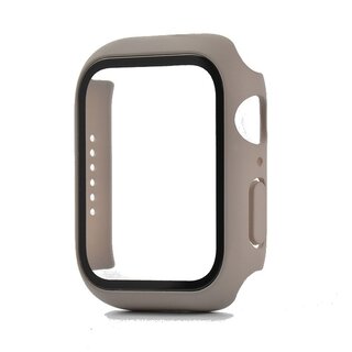 JVS Products Hoesje geschikt voor Apple Watch 44MM - Hardcase - Screenprotector - Kunststof - Taupe